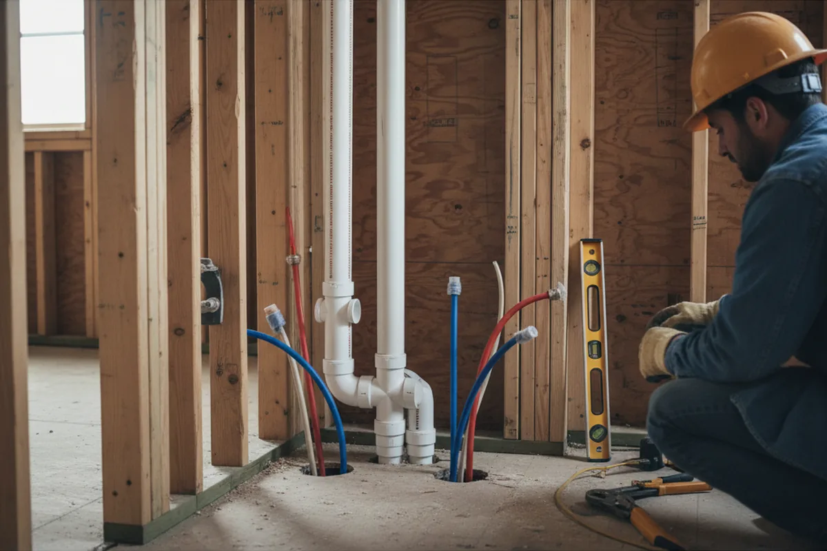 Drain and supply rough-in during Toilet Repair and Installation in Bruno