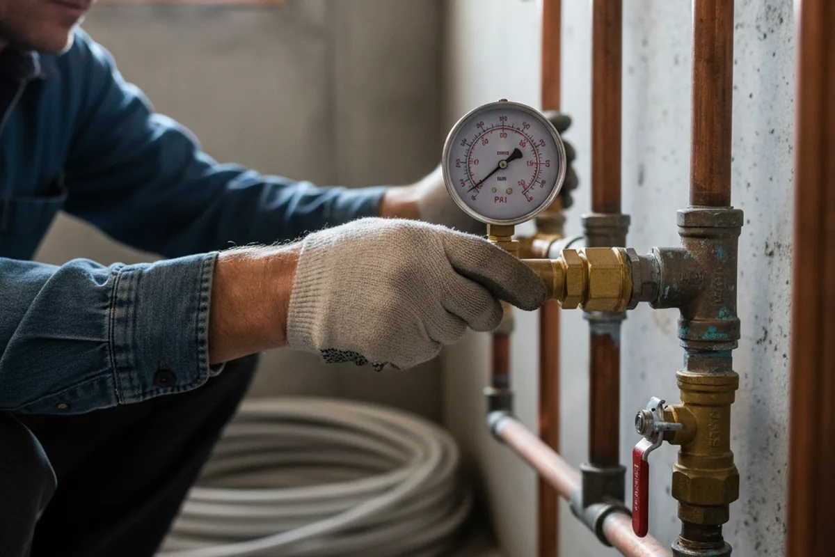 Pressure testing a repaired line during Water Line Repair in Bruno